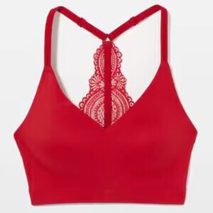 Soma Enbliss Racerback Bralette Women XL Red Lace Back Wireless Feminine Comfort